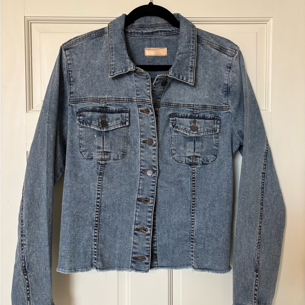 Kut from the Kloth Light Blue Denim Jacket with Chest Pockets